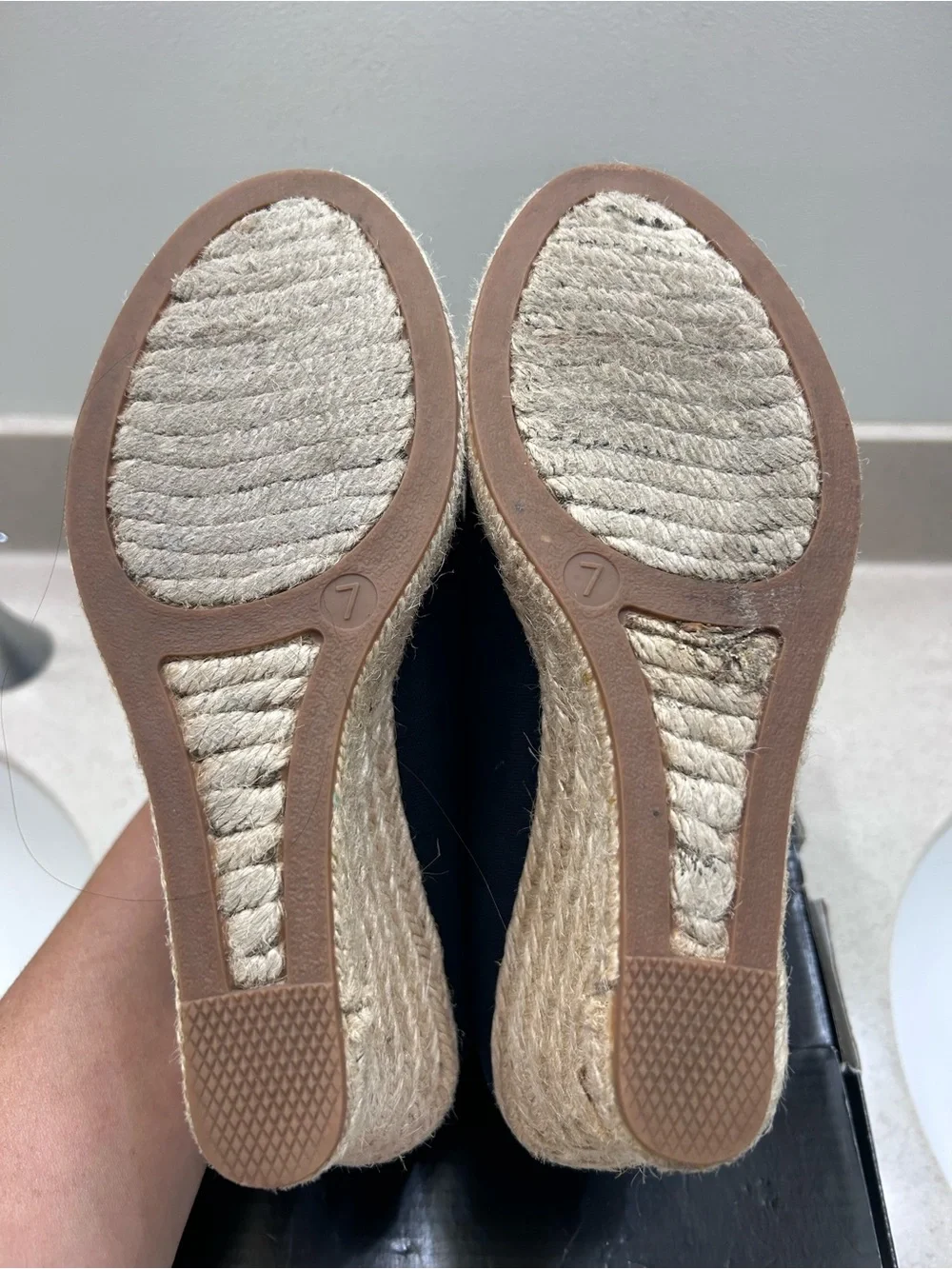 J. Crew Factory Navy Canvas Espadrille Wedge Pumps, Size 7
